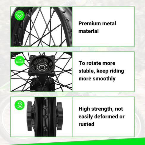 1.85x14 Rear Dirt Bike Rim Assembly Fit 90/100-14 3.00-14 Wheel Compatible with KLX125 KX85 TTR125 YZ80 RM80 Taotao DB17 SR150 DR90, 14 Inch Rear Wheel Rim with 12mm Bearing Motorcycle Parts in Saudi Arabia