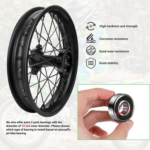 1.85x14 Rear Dirt Bike Rim Assembly Fit 90/100-14 3.00-14 Wheel Compatible with KLX125 KX85 TTR125 YZ80 RM80 Taotao DB17 SR150 DR90, 14 Inch Rear Wheel Rim with 12mm Bearing Motorcycle Parts in Saudi Arabia