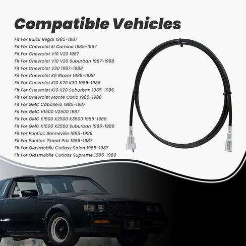 كابل عداد السرعة ASTROSYNC مناسب لسيارة Chevy Monte Carlo El Camino V10 V20 V30 K5 Blazer K10 Buick Regal Pontiac Grand Prix Oldsmobile Cutlass GMC Caballero 1985 1986 1987 1988 استبدال 88959481 25032875 in Kuwait