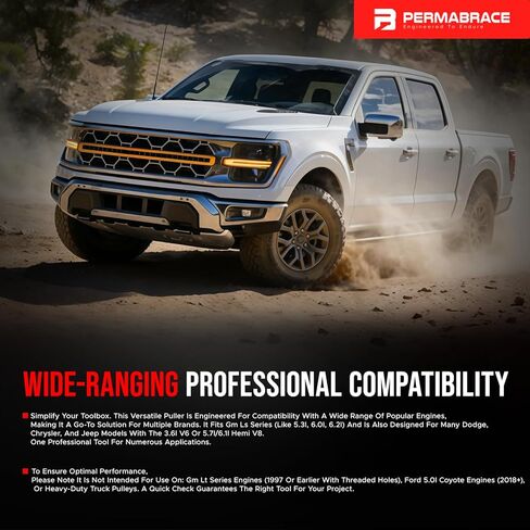 For GM 25264 Harmonic Balancer Puller, Harmonic Balancer Installation Tool Compatible for GM LS Engines 5.3L 6.0L 6.2L & Dodge Chrysler Jeep 3.6L 5.7L Hemi, No-Tap Removal, Crank Pulley Tool in Kuwait