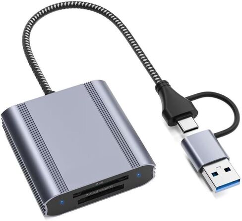 USB Three Fraction Type Standard Card Reader with 10Gbps Speed Transportable Aluminum Plan Consistent Laptops Tablets Mobile Devices Rapid Double Slot Card Reader in Saudi Arabia