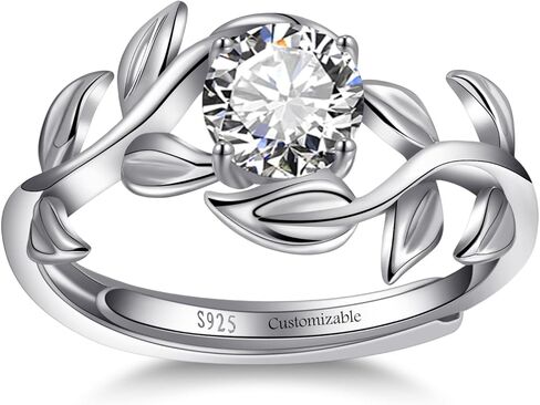 Adjustable Women Leaf|Wheat Grain|Filigree Ring 925 Sterling Silver Created Ruby|Sapphire|Cubic Zirconia Engagement Ring for Women Promise Wedding Ring Anniversary Valentines Open Size 5-9 in Kuwait