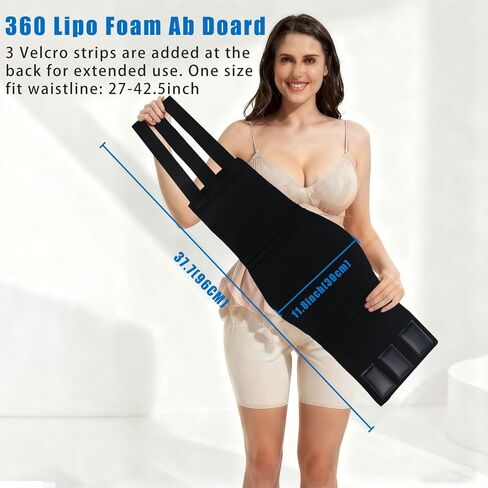 YNEANZD Lipo Foam 360, Ab Board Lipo Foams Post Surgery with 3 Adjustable Magical Belts, Liposuction Abdominal Compression Boards Belly Wrap Lipo Recovery Waist Cincher Black in Saudi Arabia