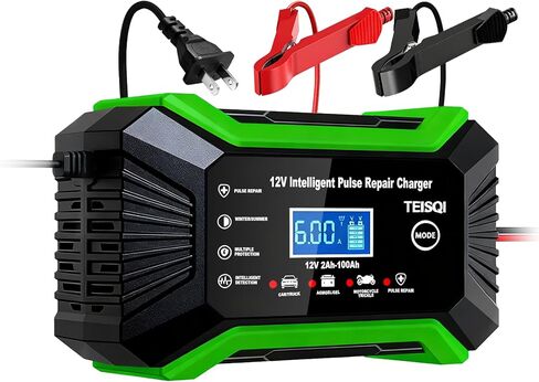 Car Battery Charger, 12V 6A Smart Battery Trickle Charger Automotive 12V Battery Maintainer Desulfator with Temperature Compensation for Car Motorcycle Mower Marine Lead Acid Batteries (Green) in Kuwait