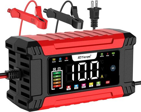 شاحن بطارية سيارة 10 أمبير، شاحن هزيل 12 فولت، شاحن بطارية ذكي للحفاظ على بطارية LiFePO4 ومزيل كبريتات البطارية مع تعويض درجة الحرارة، شاشة لمس LED (أحمر) in Saudi Arabia