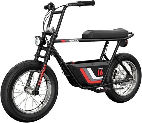 Razor Rambler 16 – 36V Electric Minibike with Retro Style, Up to 15.5 MPH, Up to 11.5 Miles Range, Wide, Rugged 16" Air-Filled Tires, Powerful 350 Watt Hub-Driven Motor in Kuwait
