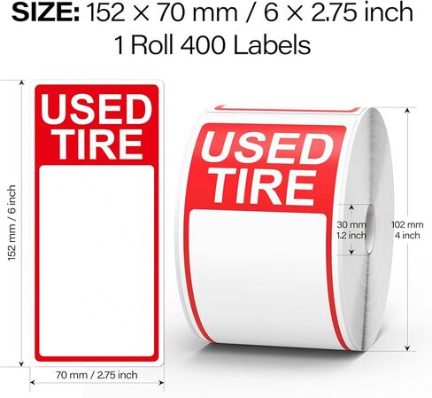 400 Pcs Used Tire Stickers 2.75" x 6" Large Sale Price Tags & Inventory Stickers for Wheels, Waterproof Adhesive Used Tire Labels with Writable Blank Space for Shops Resale Supplies in Saudi Arabia