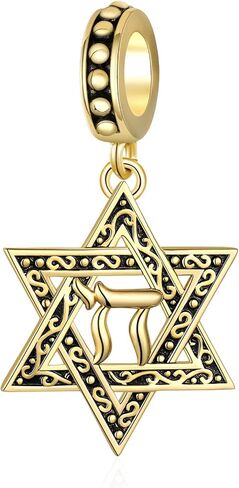 Star of David Charm 925 Sterling Silver Chai Charm Jewish Star Charm Jewish Jewelry Gifts for Men Women in Saudi Arabia
