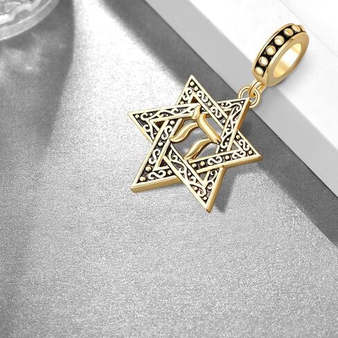 Star of David Charm 925 Sterling Silver Chai Charm Jewish Star Charm Jewish Jewelry Gifts for Men Women in Saudi Arabia
