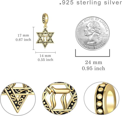 Star of David Charm 925 Sterling Silver Chai Charm Jewish Star Charm Jewish Jewelry Gifts for Men Women in Saudi Arabia