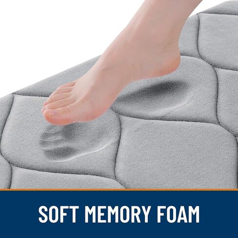 Smiry Memory Foam Bath Mat 30''x20'', Ultra Soft Non-Slip Bathroom Rug, Plush Water Absorbent Quick Dry and Machine Washable Floor Mat for Shower, Tub & Home Decor, Grey in Kuwait