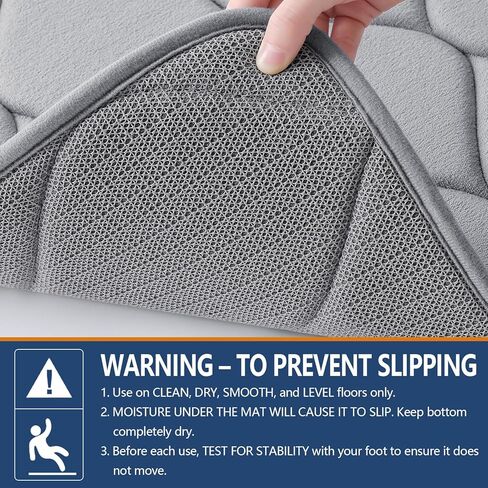 Smiry Memory Foam Bath Mat 30''x20'', Ultra Soft Non-Slip Bathroom Rug, Plush Water Absorbent Quick Dry and Machine Washable Floor Mat for Shower, Tub & Home Decor, Grey in Kuwait