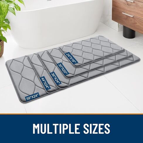 Smiry Memory Foam Bath Mat 30''x20'', Ultra Soft Non-Slip Bathroom Rug, Plush Water Absorbent Quick Dry and Machine Washable Floor Mat for Shower, Tub & Home Decor, Grey in Kuwait