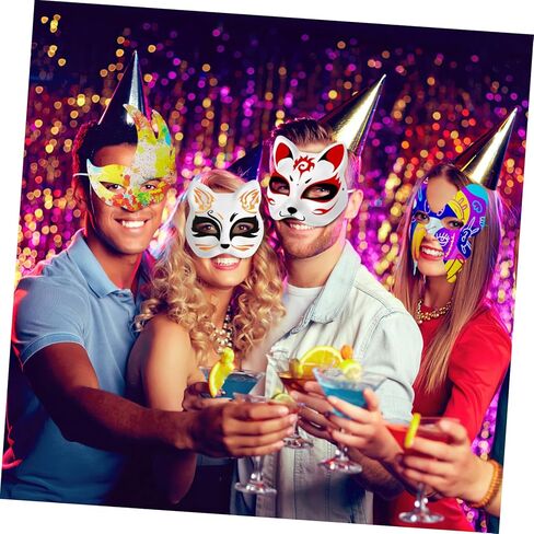 12 قطعة من الأقنعة الورقية DIY مجموعة أقنعة تنكرية فارغة لحفلات الهالوين والحفلات التنكرية للجنسين مريحة وقوية للديكور الإبداعي والمرح in Kuwait