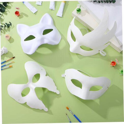 12 قطعة من الأقنعة الورقية DIY مجموعة أقنعة تنكرية فارغة لحفلات الهالوين والحفلات التنكرية للجنسين مريحة وقوية للديكور الإبداعي والمرح in Kuwait