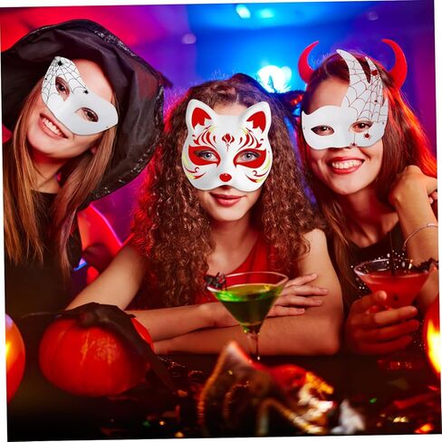 12 قطعة من الأقنعة الورقية DIY مجموعة أقنعة تنكرية فارغة لحفلات الهالوين والحفلات التنكرية للجنسين مريحة وقوية للديكور الإبداعي والمرح in Kuwait