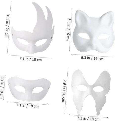 12 قطعة من الأقنعة الورقية DIY مجموعة أقنعة تنكرية فارغة لحفلات الهالوين والحفلات التنكرية للجنسين مريحة وقوية للديكور الإبداعي والمرح in Kuwait