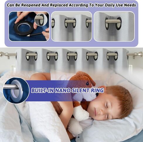 100 Pcs Curtain Grommets 1-9/16"(40mm) Inner Diameter Plastic Curtain Rings Nanoscale Low Noise Roman Ring, Black in Kuwait