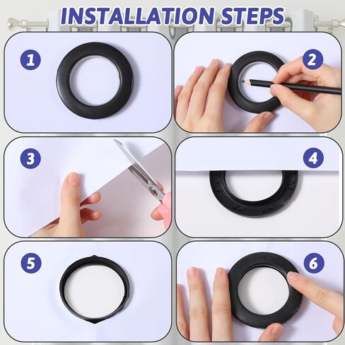 100 Pcs Curtain Grommets 1-9/16"(40mm) Inner Diameter Plastic Curtain Rings Nanoscale Low Noise Roman Ring, Black in Kuwait