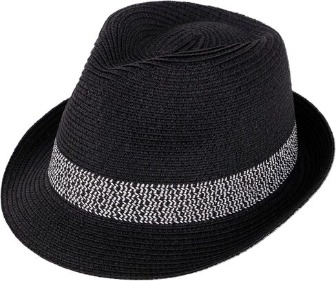 Livingston Straw Fedora Sun Hat for Women Men Foldable & Packable Trilby Panama Style Summer Beach Hat in Kuwait