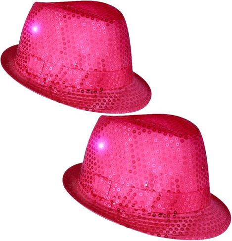 blinkee 2 Pack LED Flashing Fedora Hat with Pink Sequins in Saudi Arabia