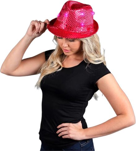 blinkee 2 Pack LED Flashing Fedora Hat with Pink Sequins in Saudi Arabia