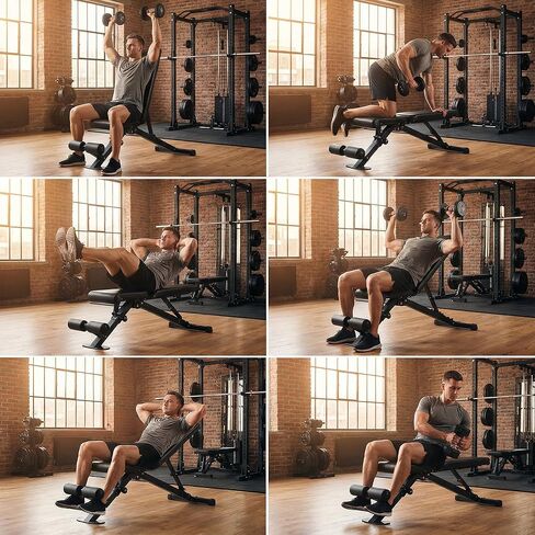 leikefitness Adjustable Weight Bench Foldable Workout Exercise Bench with Automatic Lock for Upright Incline Decline and Flat Full Body Exercise in Kuwait