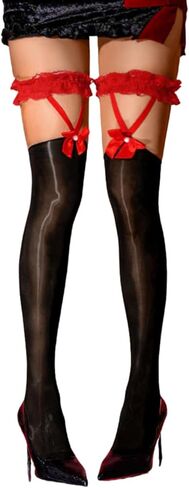 Shiny Stockings,Lace Garter Tights With Bows,Sexy Thigh High Socks For Women Valentines Size 00-6 in Saudi Arabia