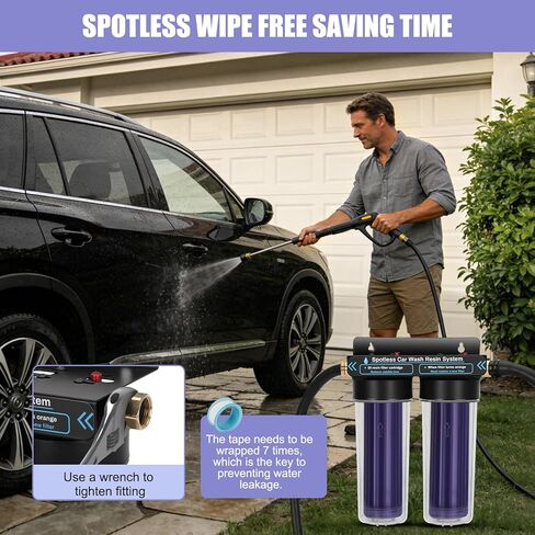نظام مياه نظيف لغسيل السيارات، فلتر مياه منزوع الأيونات مع الراتنج، نظام مياه منزوع الأيونات لغسيل السيارات، وحدة شطف محمولة خالية من البقع للمركبات الترفيهية والدراجات النارية والسيارات، بدون تجفيف المناشف، راتنج متغير اللون in Kuwait
