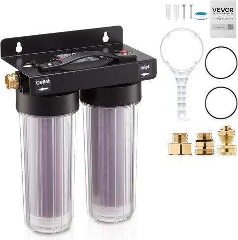 VEVOR Deionized Water System for Car Wash, Spotless Car Wash Water System with 2 x 0.5L Color Changing Resin, Spot-Free Deionized Water Filter for Cars RVs Motorcycles Windows in Saudi Arabia
