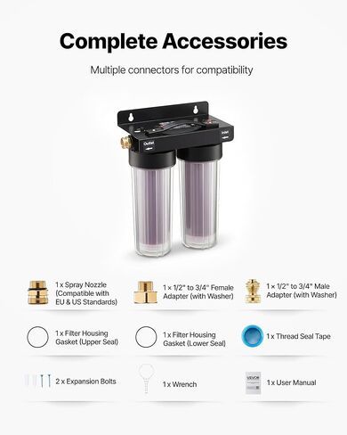 VEVOR Deionized Water System for Car Wash, Spotless Car Wash Water System with 2 x 0.5L Color Changing Resin, Spot-Free Deionized Water Filter for Cars RVs Motorcycles Windows in Saudi Arabia