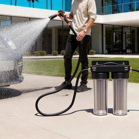 VEVOR Deionized Water System for Car Wash, Spotless Car Wash Water System with 2 x 0.5L Color Changing Resin, Spot-Free Deionized Water Filter for Cars RVs Motorcycles Windows in Saudi Arabia