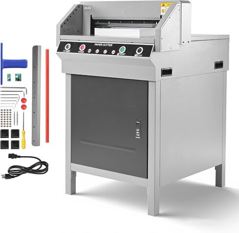VEVOR Electric Paper Cutter, Heavy Duty Metal Paper Cutter Machine, 17.72 inch Cutting Width, 1.57 inch Cutting Thickness, Electric Guillotine Trimmer with Infrared Function and Spare Blade in Kuwait
