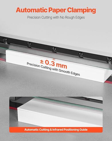 VEVOR Electric Paper Cutter, Heavy Duty Metal Paper Cutter Machine, 17.72 inch Cutting Width, 1.57 inch Cutting Thickness, Electric Guillotine Trimmer with Infrared Function and Spare Blade in Kuwait