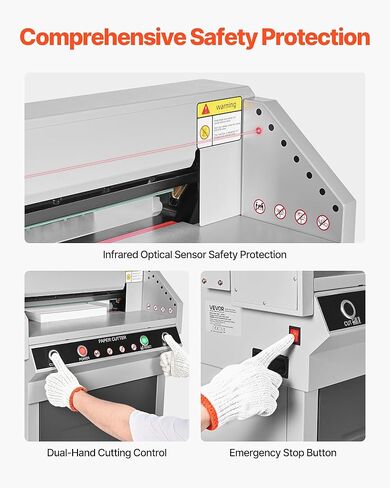 VEVOR Electric Paper Cutter, Heavy Duty Metal Paper Cutter Machine, 17.72 inch Cutting Width, 1.57 inch Cutting Thickness, Electric Guillotine Trimmer with Infrared Function and Spare Blade in Kuwait