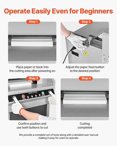 VEVOR Electric Paper Cutter, Heavy Duty Metal Paper Cutter Machine, 17.72 inch Cutting Width, 1.57 inch Cutting Thickness, Electric Guillotine Trimmer with Infrared Function and Spare Blade in Kuwait