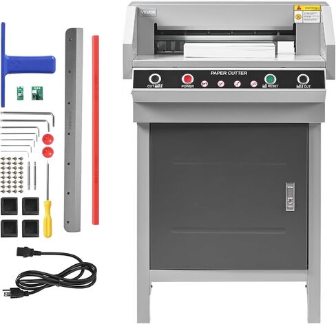 VEVOR Electric Paper Cutter, Heavy Duty Metal Paper Cutter Machine, 17.72 inch Cutting Width, 1.57 inch Cutting Thickness, Electric Guillotine Trimmer with Infrared Function and Spare Blade in Kuwait