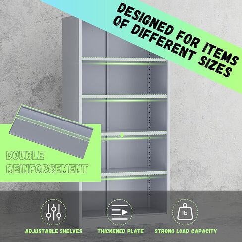 خزانة تخزين معدنية قابلة للقفل من INTERGREAT، خزانة تخزين مقاس 72 بوصة مع بابين و4 أرفف قابلة للتعديل للمكتب والمنزل والجراج ومخزن المؤن (يتطلب التجميع، رمادي أسمنتي) in Kuwait