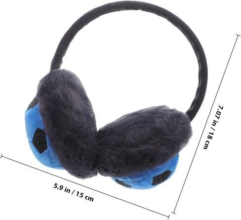 Warm Earmuffs Boys Outdoor Ear Warmers Thick Cold-proof Football Pattern Winter Ear Covers Blue in Kuwait
