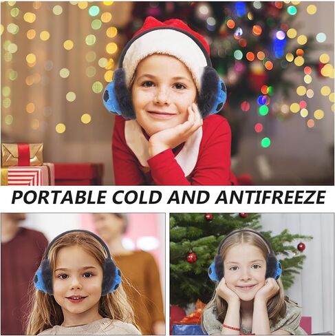 Warm Earmuffs Boys Outdoor Ear Warmers Thick Cold-proof Football Pattern Winter Ear Covers Blue in Kuwait