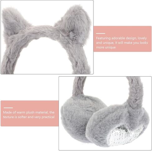 Winter Plush Earmuffs Thermal Ear Covers Windproof Furry Ear Warmers for Boys Outdoor Cold Weather Accessory Gray in Saudi Arabia