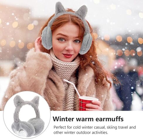 Winter Plush Earmuffs Thermal Ear Covers Windproof Furry Ear Warmers for Boys Outdoor Cold Weather Accessory Gray in Saudi Arabia