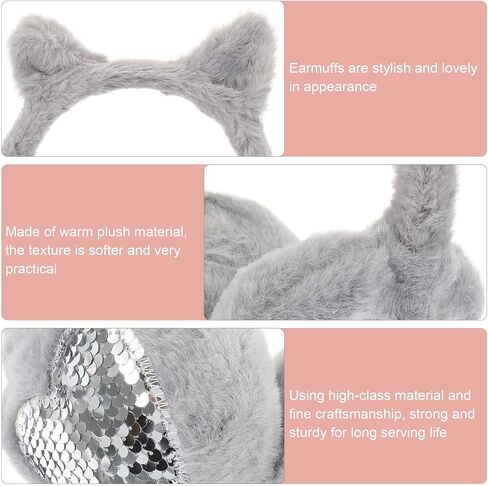 Winter Plush Earmuffs Thermal Ear Covers Windproof Furry Ear Warmers for Boys Outdoor Cold Weather Accessory Gray in Saudi Arabia