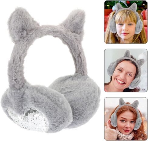 Winter Plush Earmuffs Thermal Ear Covers Windproof Furry Ear Warmers for Boys Outdoor Cold Weather Accessory Gray in Saudi Arabia