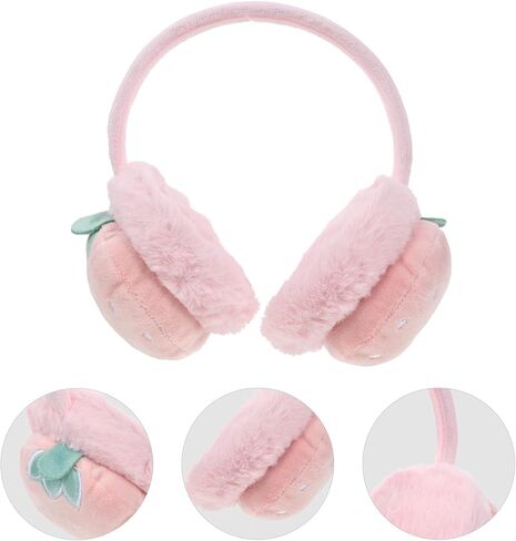 Winter Earmuffs Plush Ear Warmer Protective Ear Covers for Boys Soft Pink Strawberry Cold Weather Accessories in Saudi Arabia