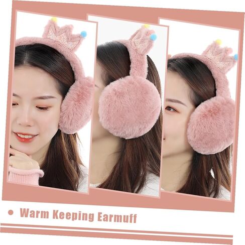 Winter Earmuffs Outdoor Warm Keeping Crown Design Thick Faux Rabbit Fur Ear Warmers and Boys Cold Weather Accessories Random Color in Saudi Arabia