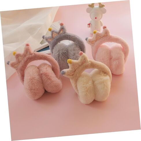Winter Earmuffs Outdoor Warm Keeping Crown Design Thick Faux Rabbit Fur Ear Warmers and Boys Cold Weather Accessories Random Color in Saudi Arabia