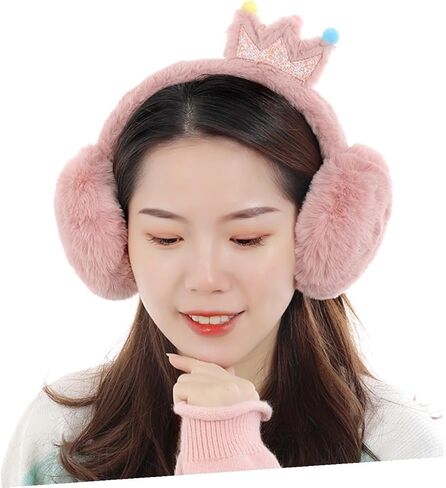 Winter Earmuffs Outdoor Warm Keeping Crown Design Thick Faux Rabbit Fur Ear Warmers and Boys Cold Weather Accessories Random Color in Saudi Arabia