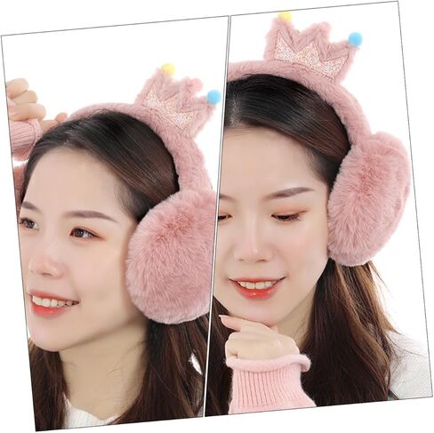 Winter Earmuffs Outdoor Warm Keeping Crown Design Thick Faux Rabbit Fur Ear Warmers and Boys Cold Weather Accessories Random Color in Saudi Arabia