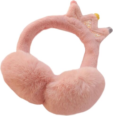 Ciieeo Thick Faux Rabbit Fur Earmuffs, Soft Outdoor Warm Ear Covers for Boys and, Pink Plush Ear Muffs with Random Pom-pom Color Random Color in Saudi Arabia
